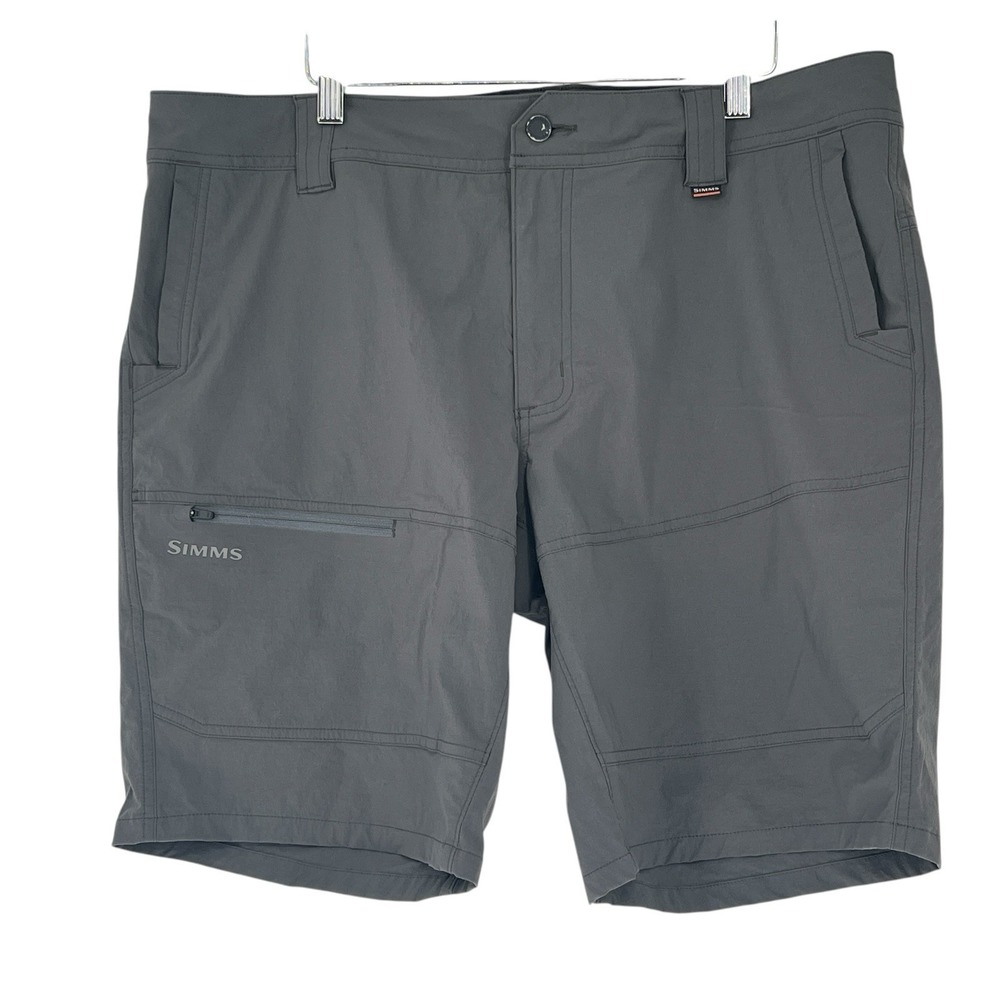 Simms Sz 38 Mens Gray Performance Shorts Inside Drawstring Pockets Hiking Walk